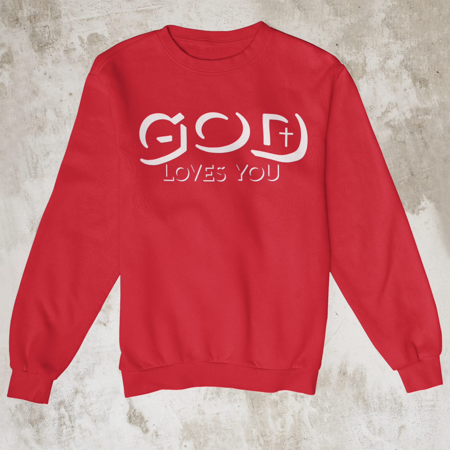 God Loves You White Print Sweatshirt