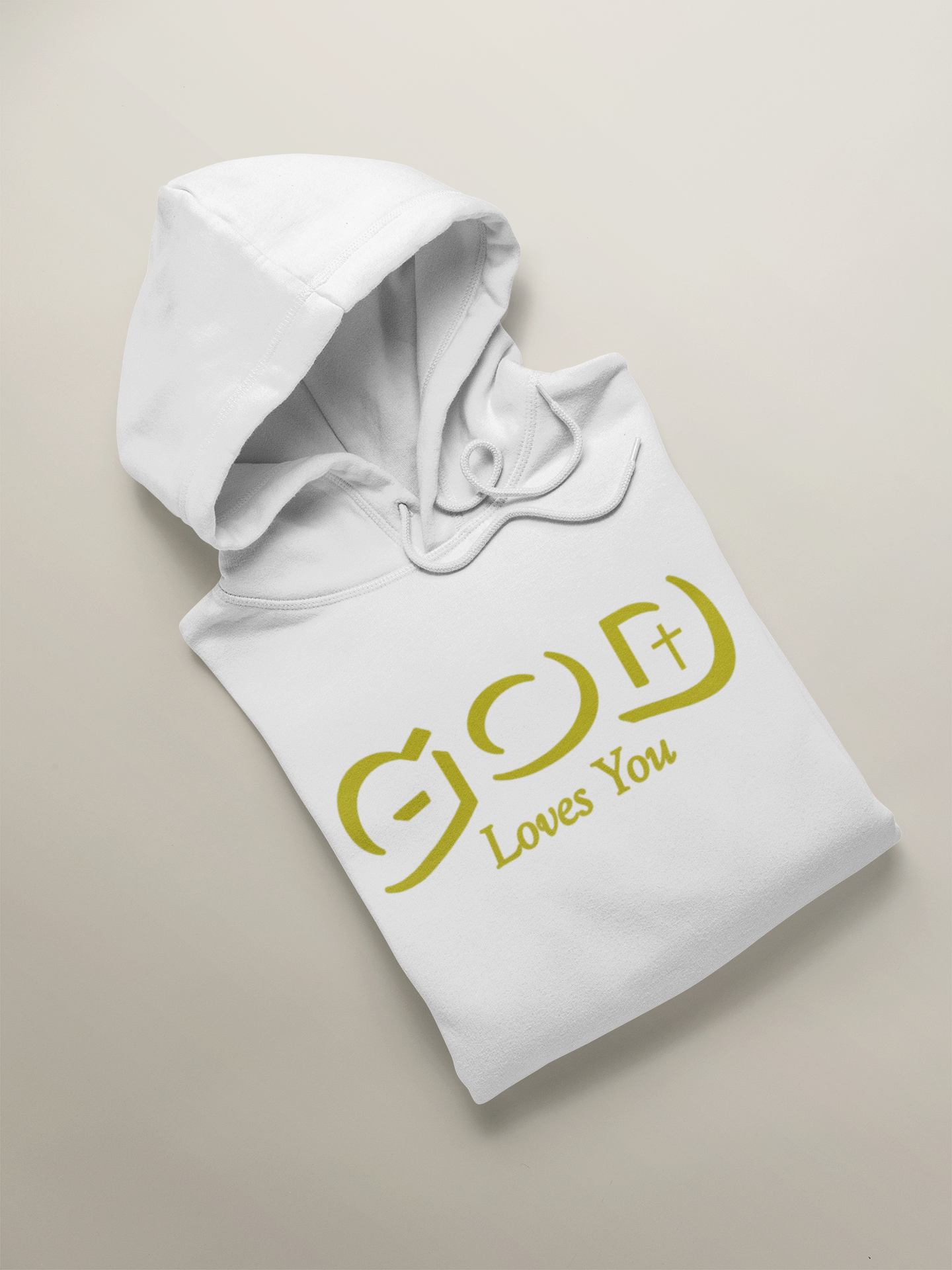 Gold Print God Loves You Hoodie