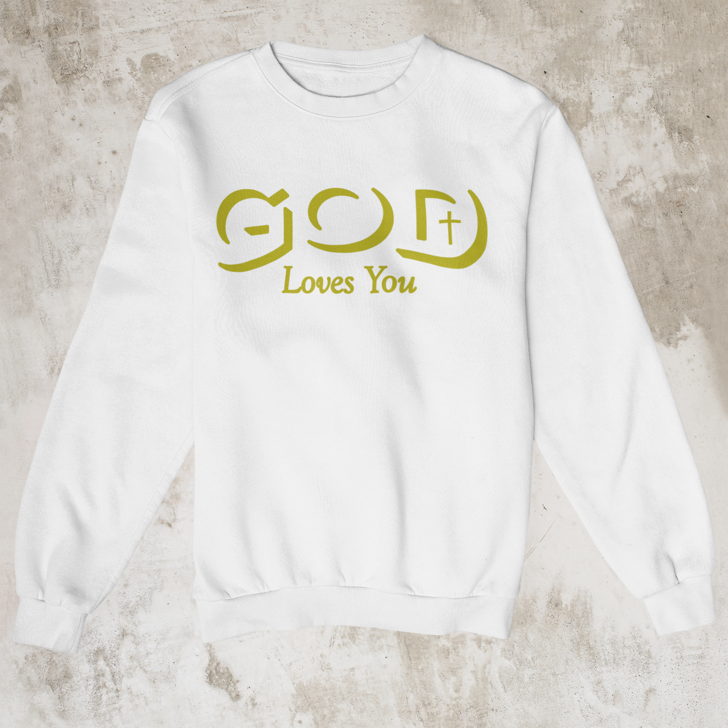Gold Print God Loves You Sweatshirt