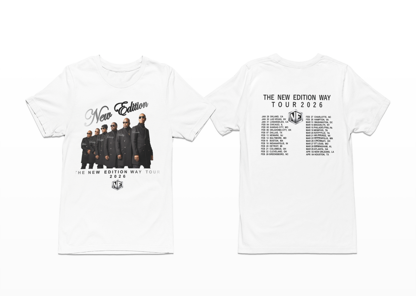 New Edition 2026 Apparel with Tour Dates on the back.